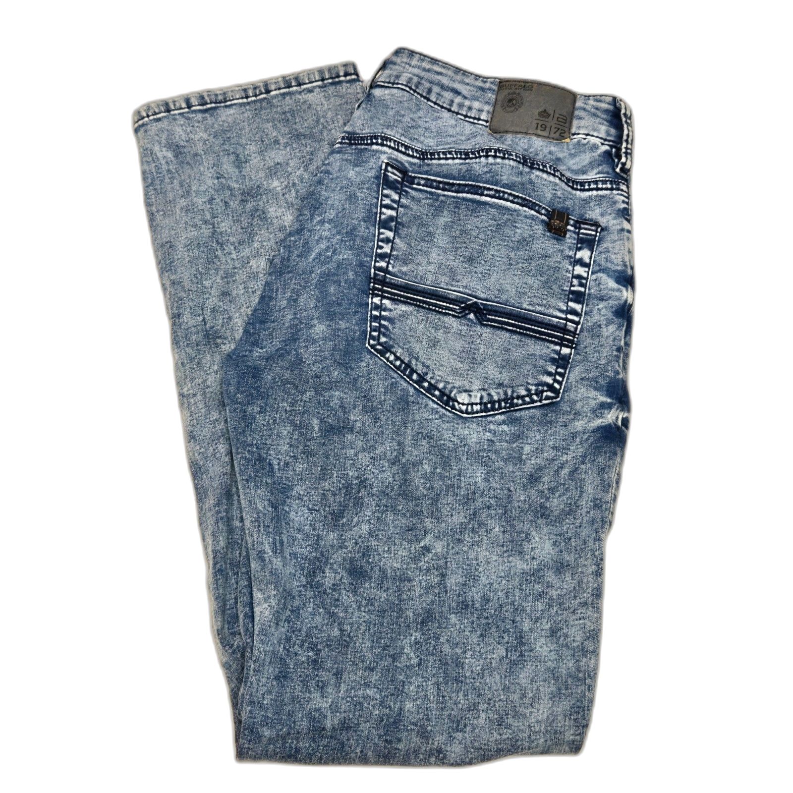 Buffalo David Bitton Ash-X Slim Stretch Acid Wash Jeans | Men's Size 34x32 Blue